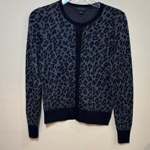 Ann Taylor Black, Gray & Brown Leopard Print Cardigan, XS, Like New